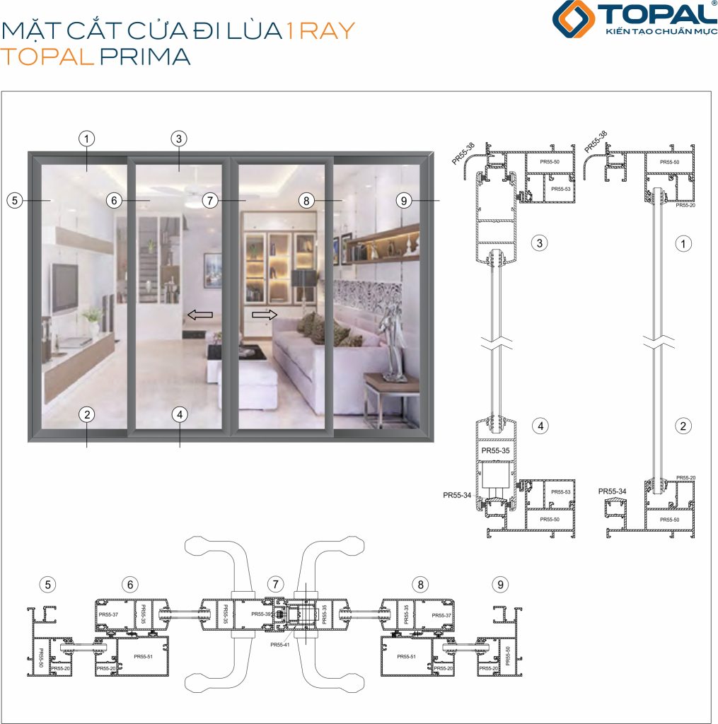 Prima - Cửa đi mở trượt